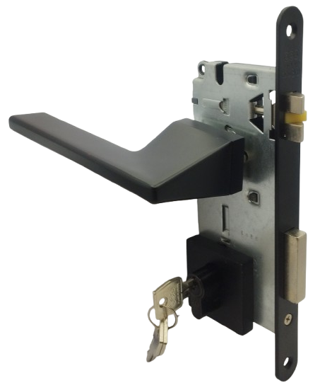 PUERTA PRINCIPAL IZQUIERDA: Manilla 4130 Black Pearl Izquierda, Cerradura Seguridad y Cilindro Llave/Llave AGB (Italia)